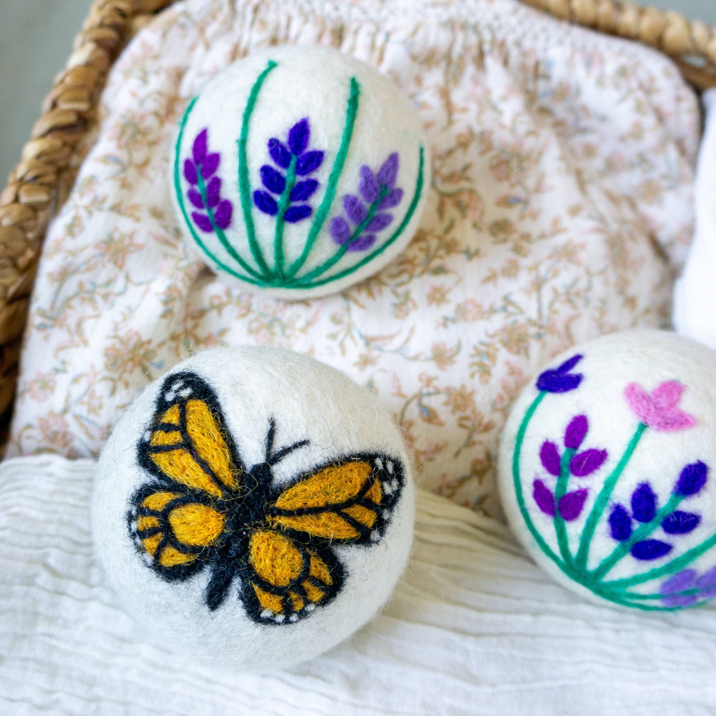 Butterfly Lavender Fields Eco Wool Dryer Balls - Set of 3