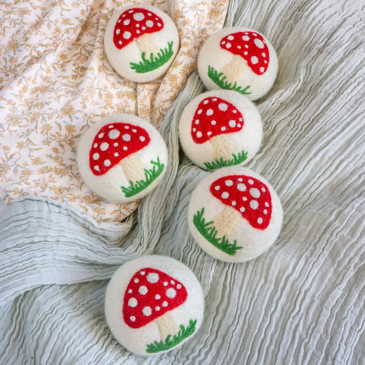 White Mushroom Trio – Reusable Wool Dryer Balls Set