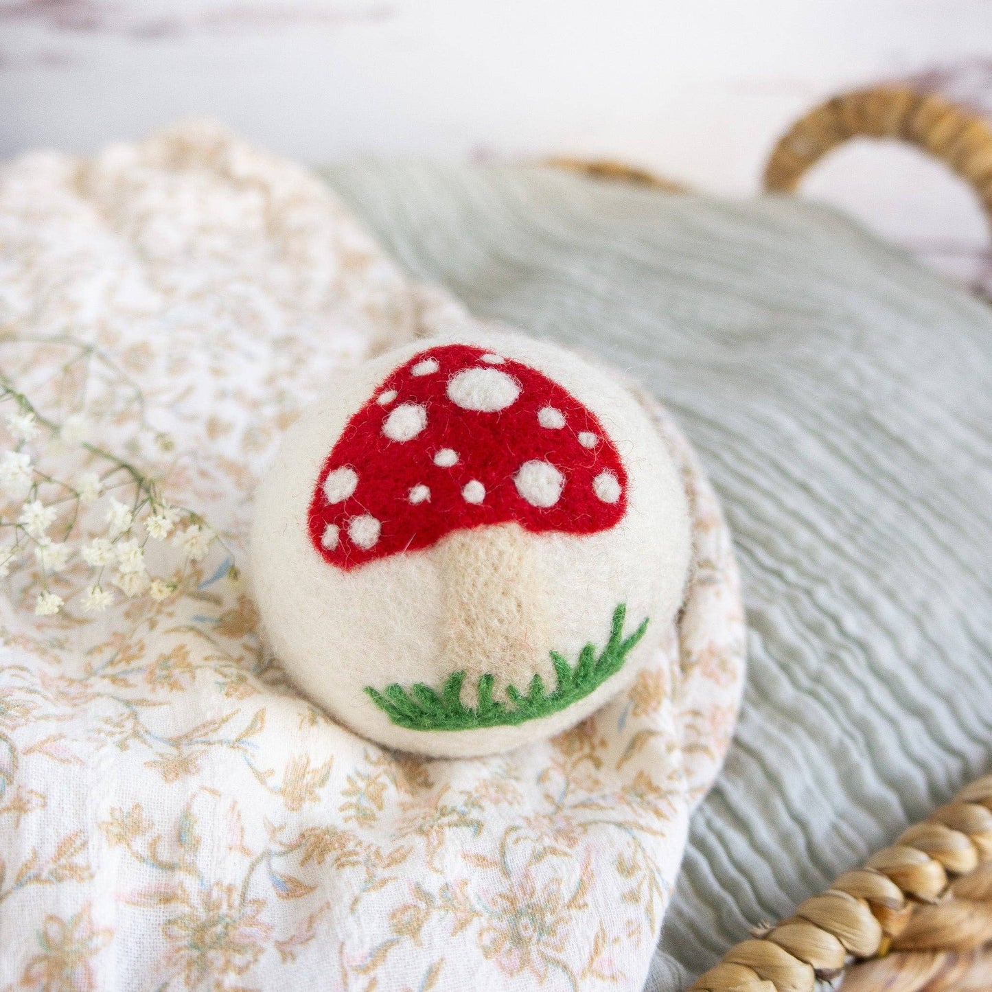 White Mushroom Trio – Reusable Wool Dryer Balls Set