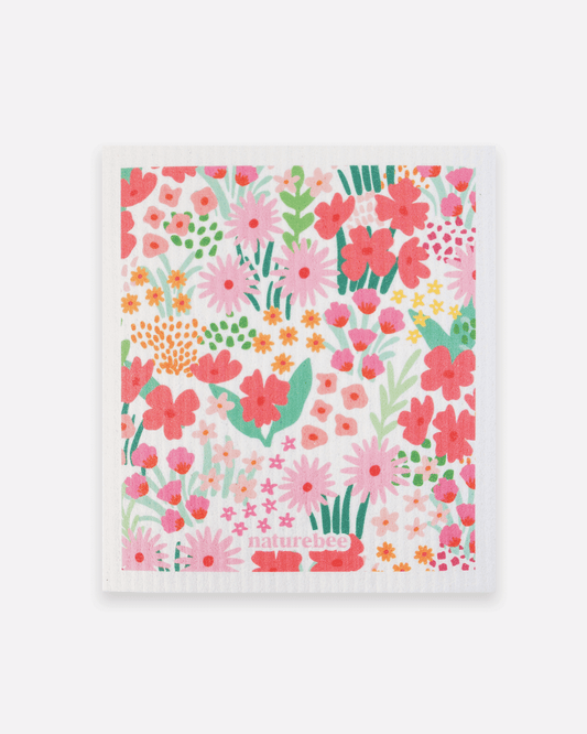 Swedish Sponge Dishcloth Floral Pink