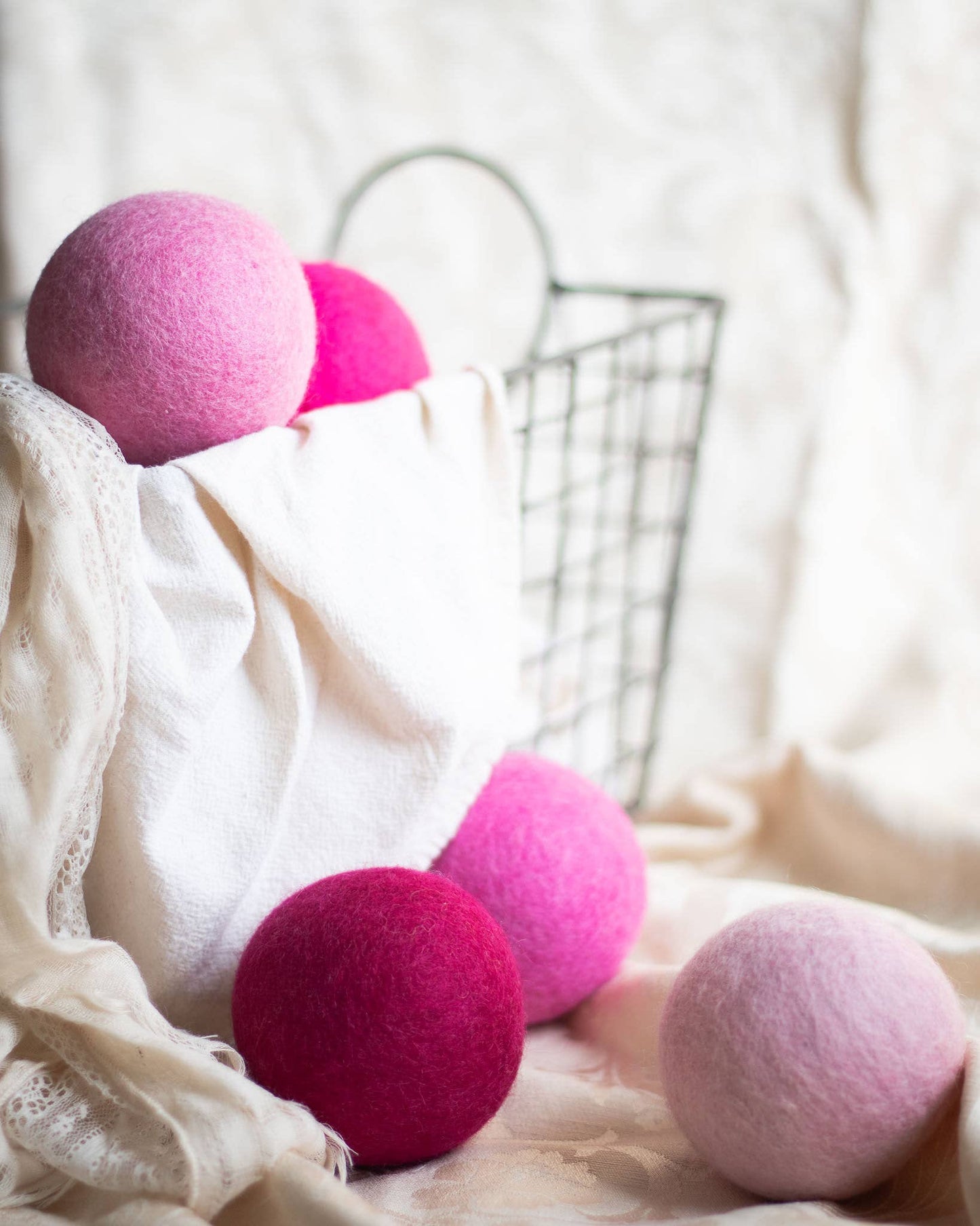 Pink Valentine Eco Wool Dryer Balls - Barbie