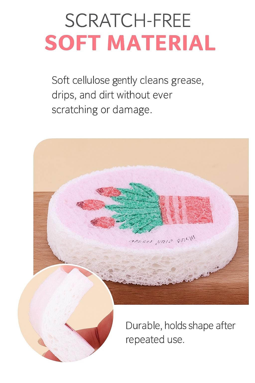 Floral Cellulose Sponges | Eco-Friendly Kitchen Cleaning Pads (5-Piece Set)