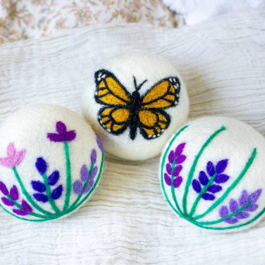 Butterfly Lavender Fields Eco Wool Dryer Balls - Set of 3