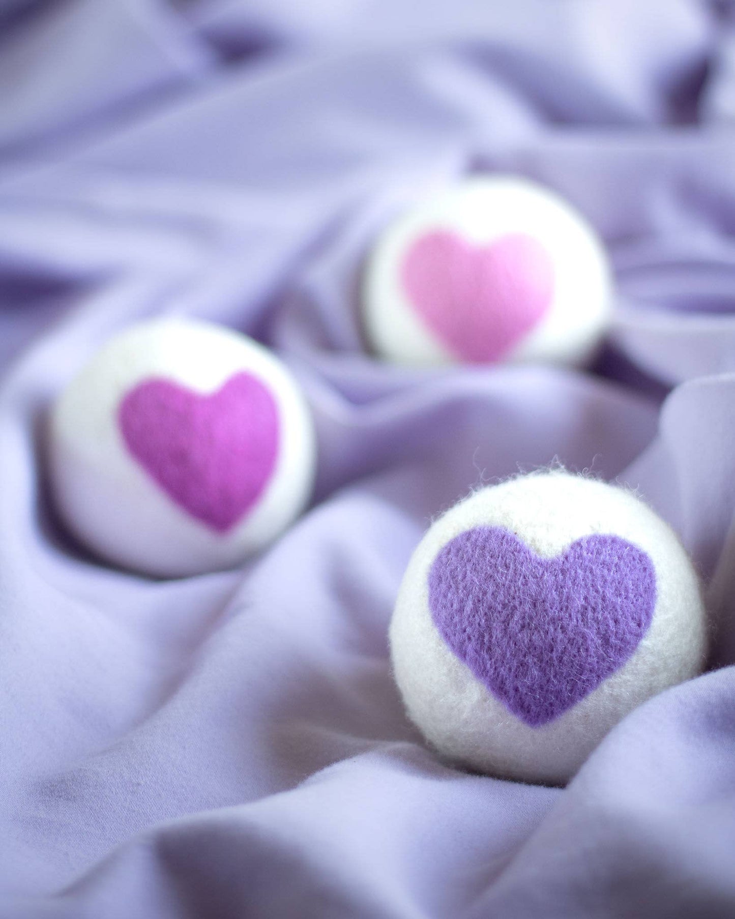 Lovely Day Trio Eco Wool Dryer Balls - Set of 3- Pink Heart