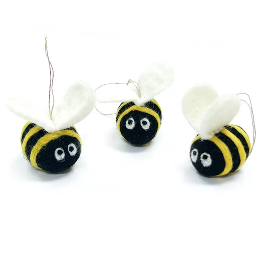 Buzzy Bumble Bees Eco Wool Ornament - Set of 3
