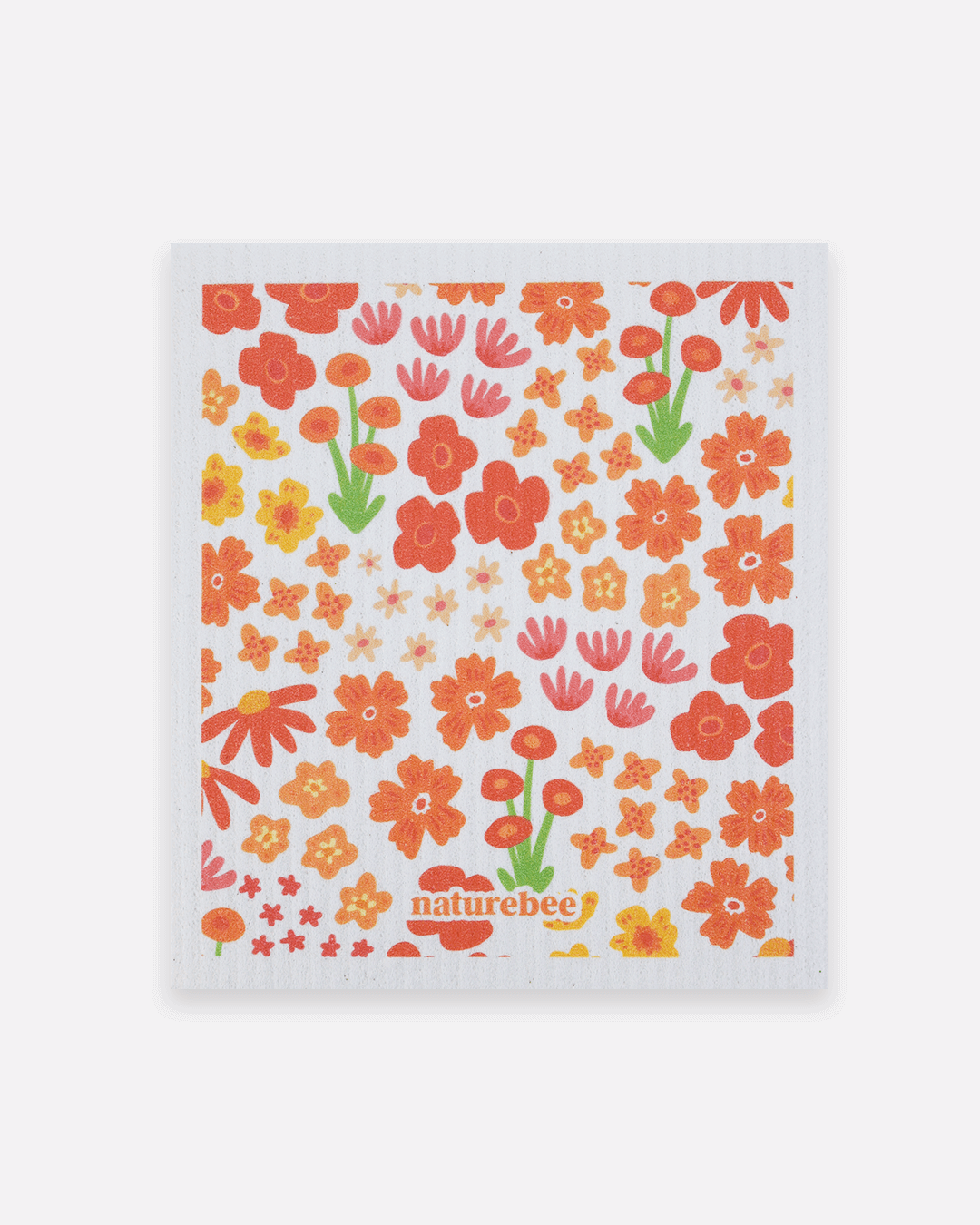 Swedish Sponge Dishcloth Floral Orange