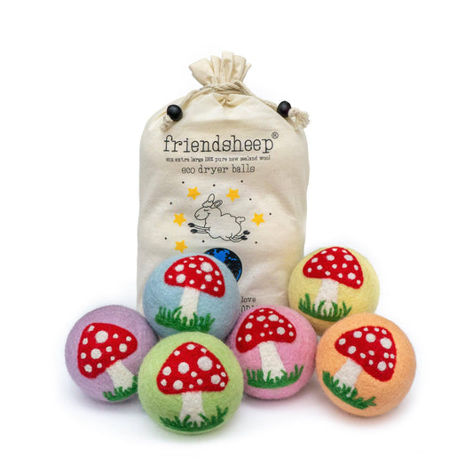 Enchanted Mushrooms – Reusable Wool Dryer Balls Set