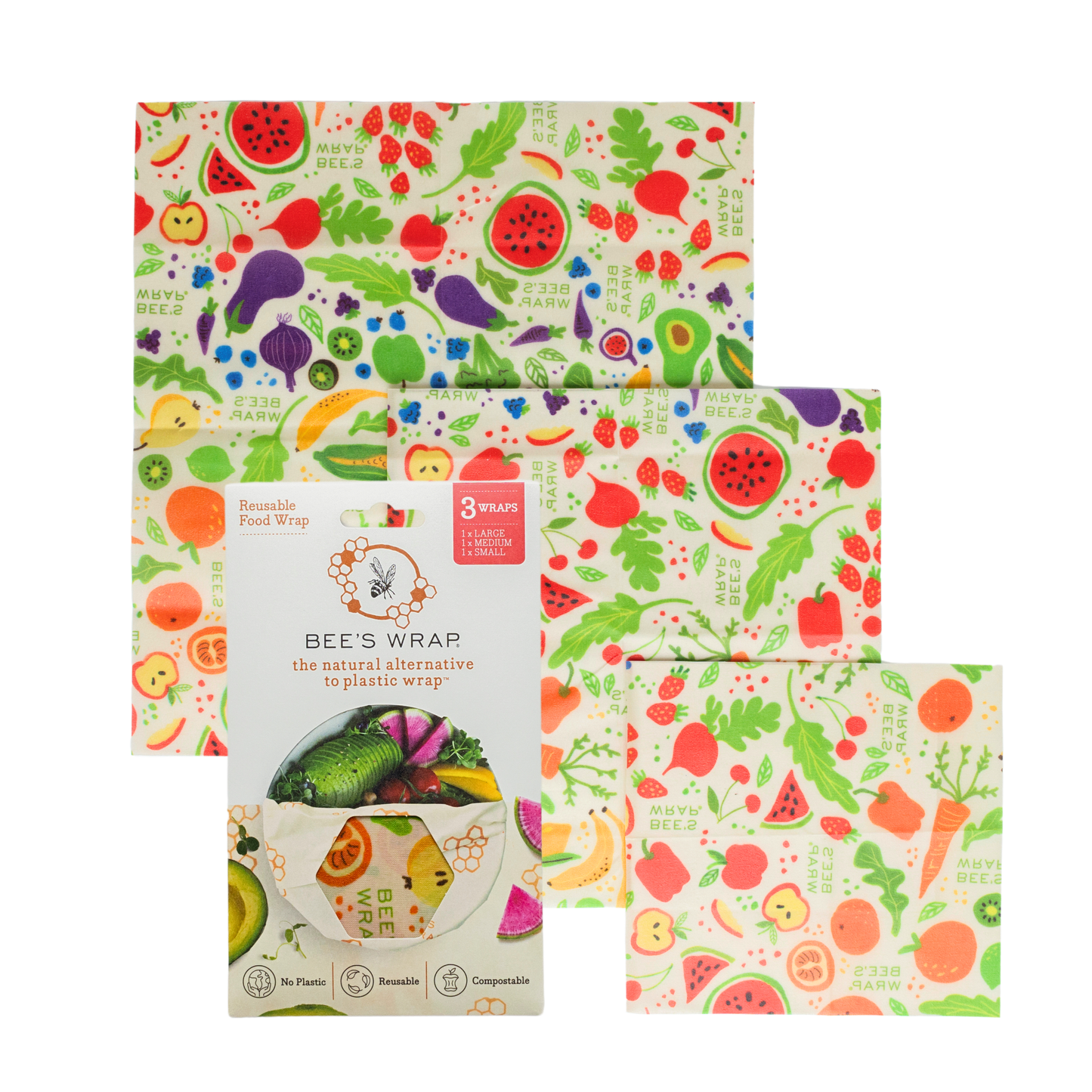 Bee's wax Food Wrap Assorted 3 Pack - Garden Party