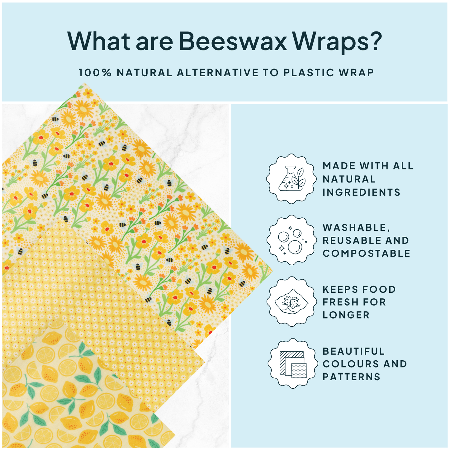 Beeswax Wrap Variety Set - Yellow