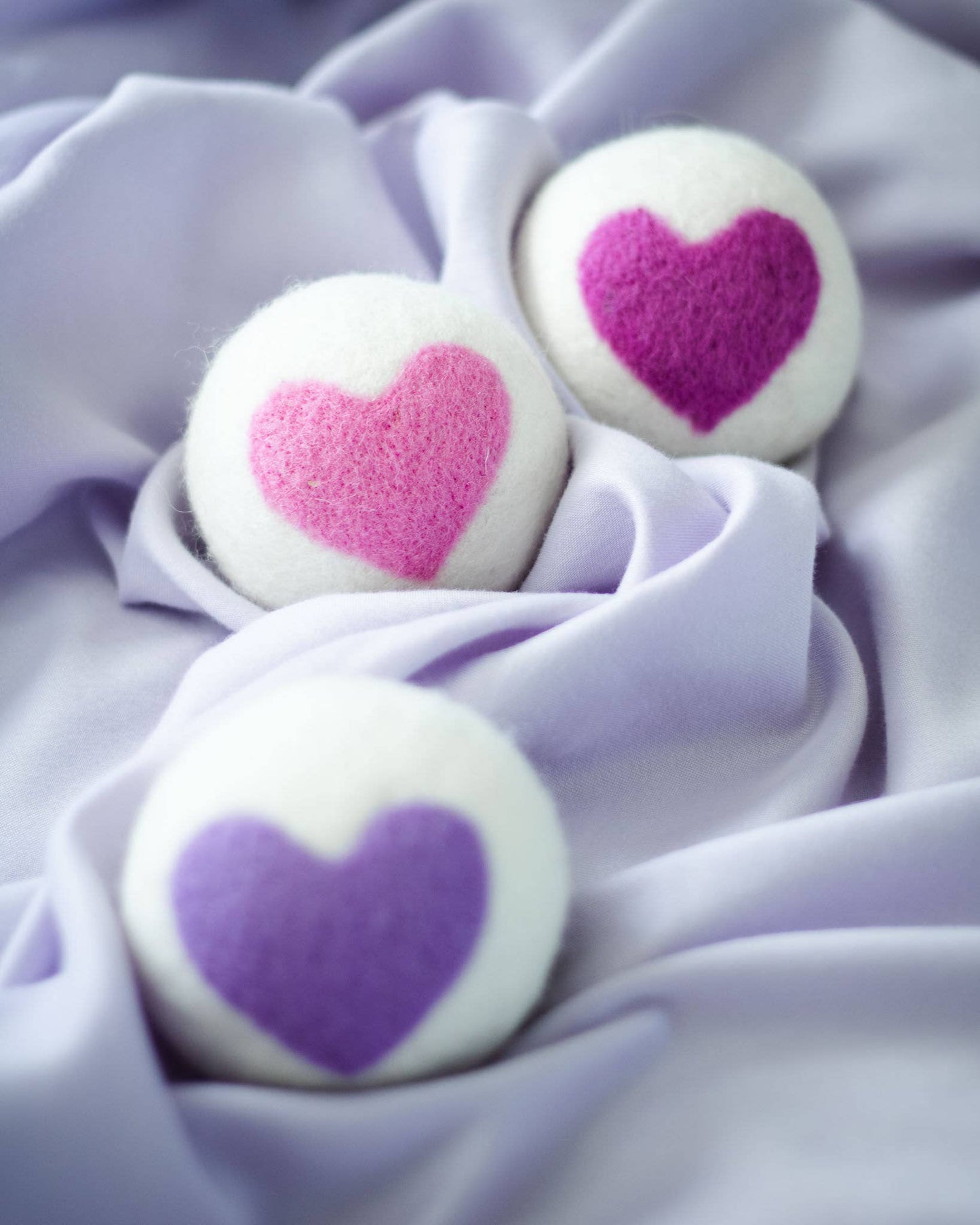 Lovely Day Trio Eco Wool Dryer Balls - Set of 3- Pink Heart
