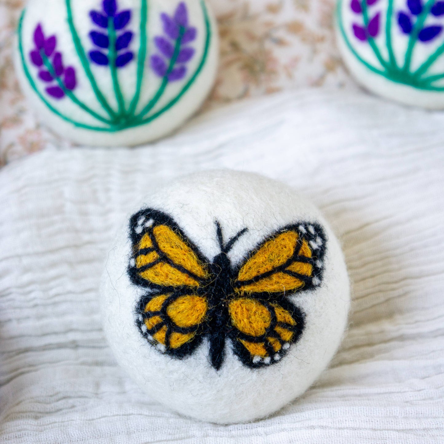 Butterfly Lavender Fields Eco Wool Dryer Balls - Set of 3