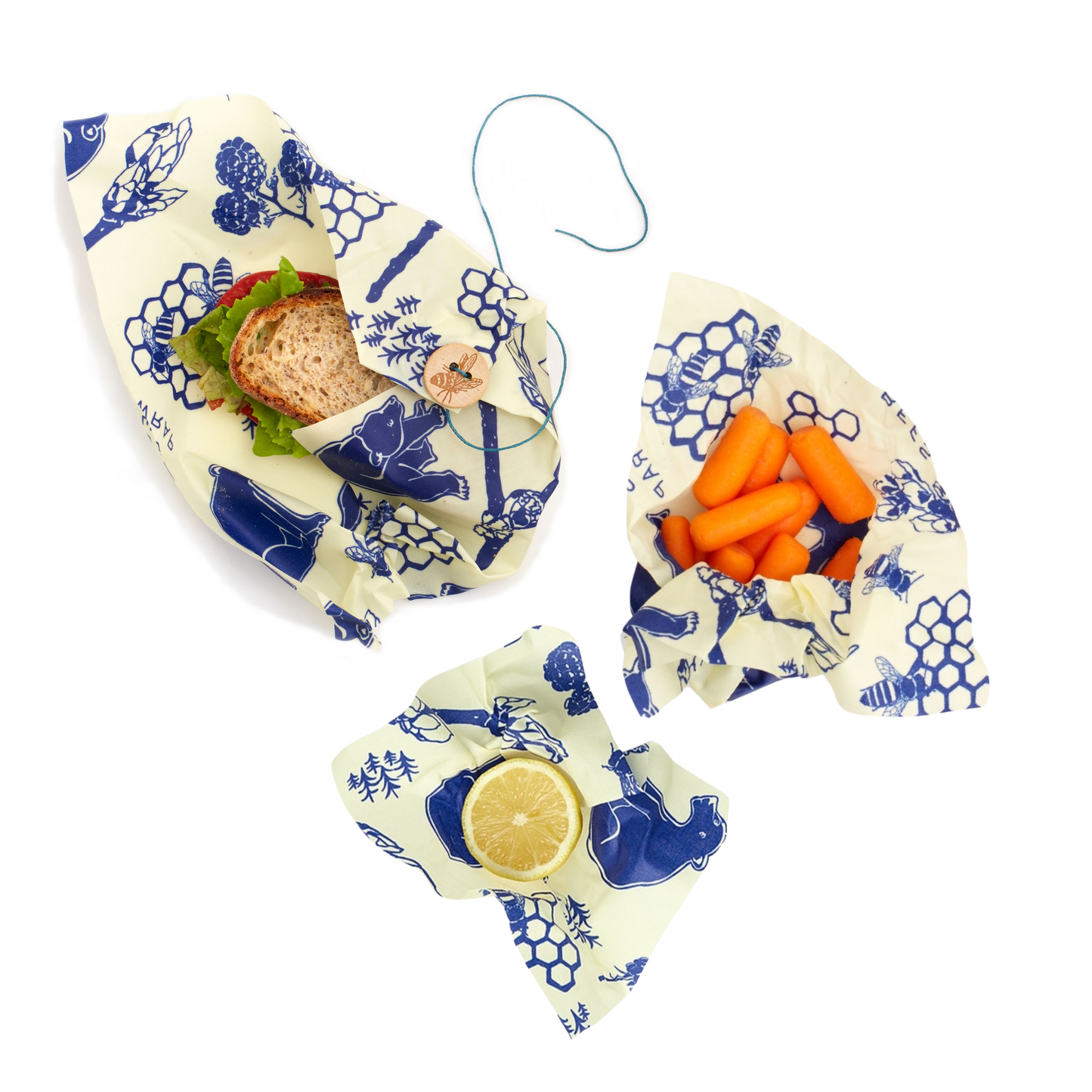 Bee's Wrap Lunch 3 Pack - Bees & Bears Print