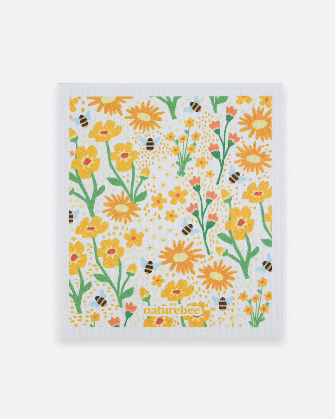 Swedish Sponge Dishcloth Floral Yellow