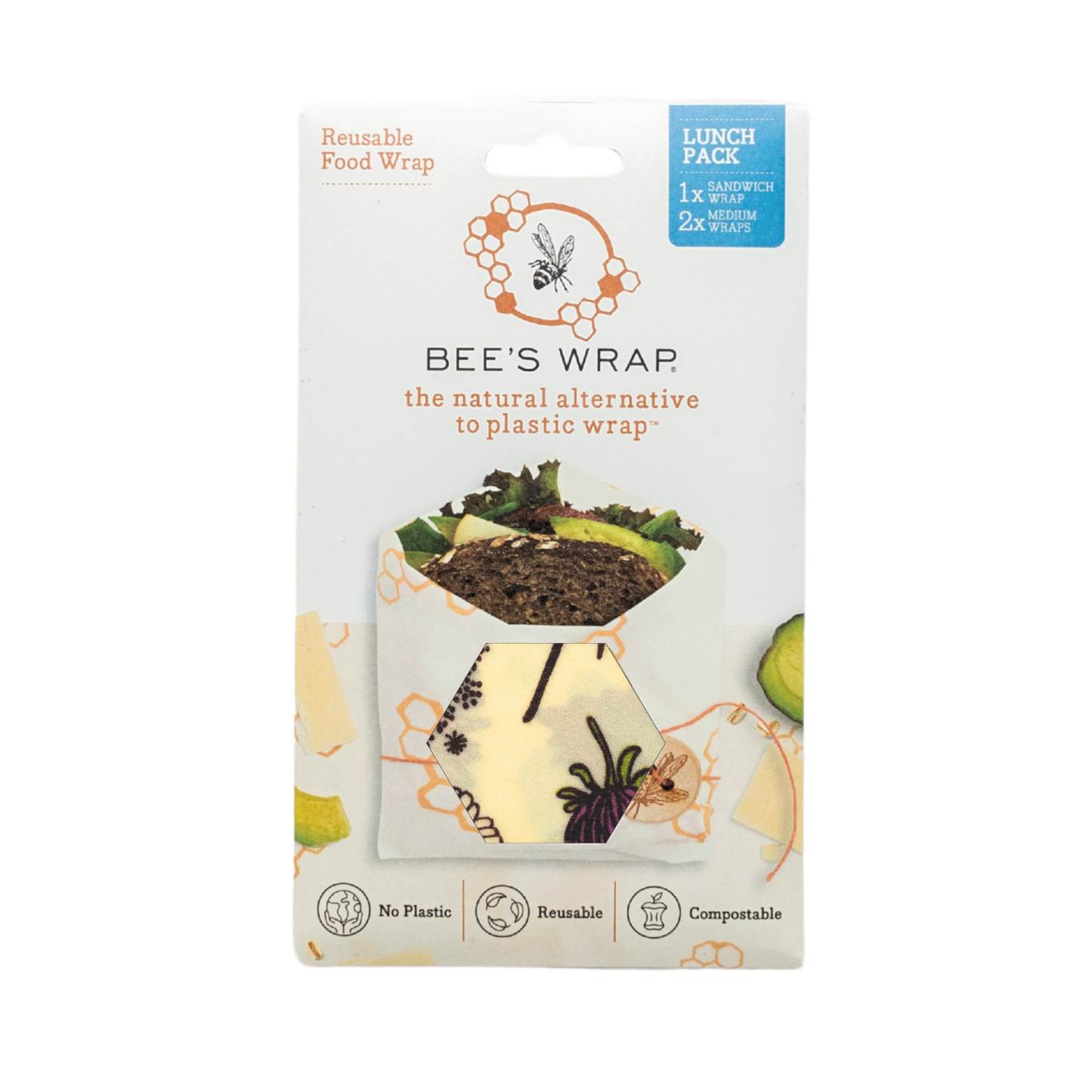 Bee's wax Food Wrap Lunch 3 Pack - Meadow Magic, Vegan Wax Blend