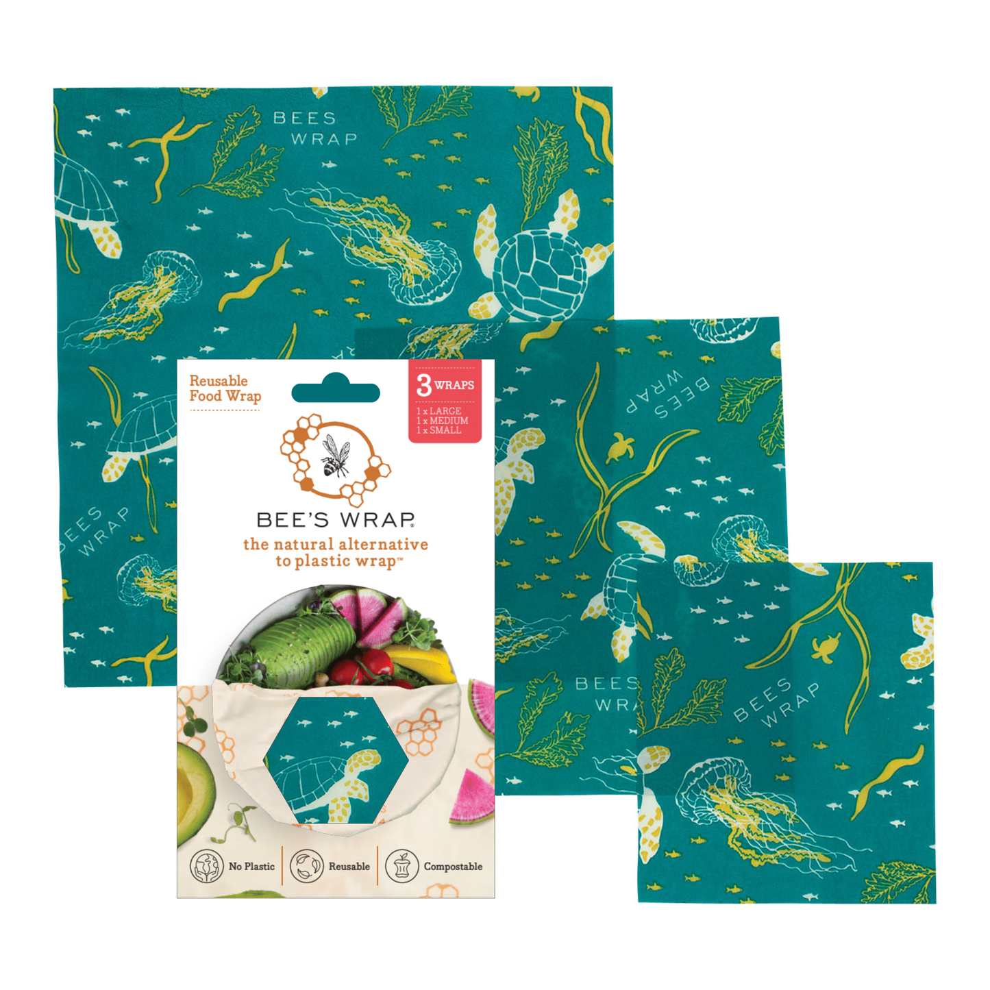 Bee's wax Food Wrap Assorted 3 Pack - Oceans