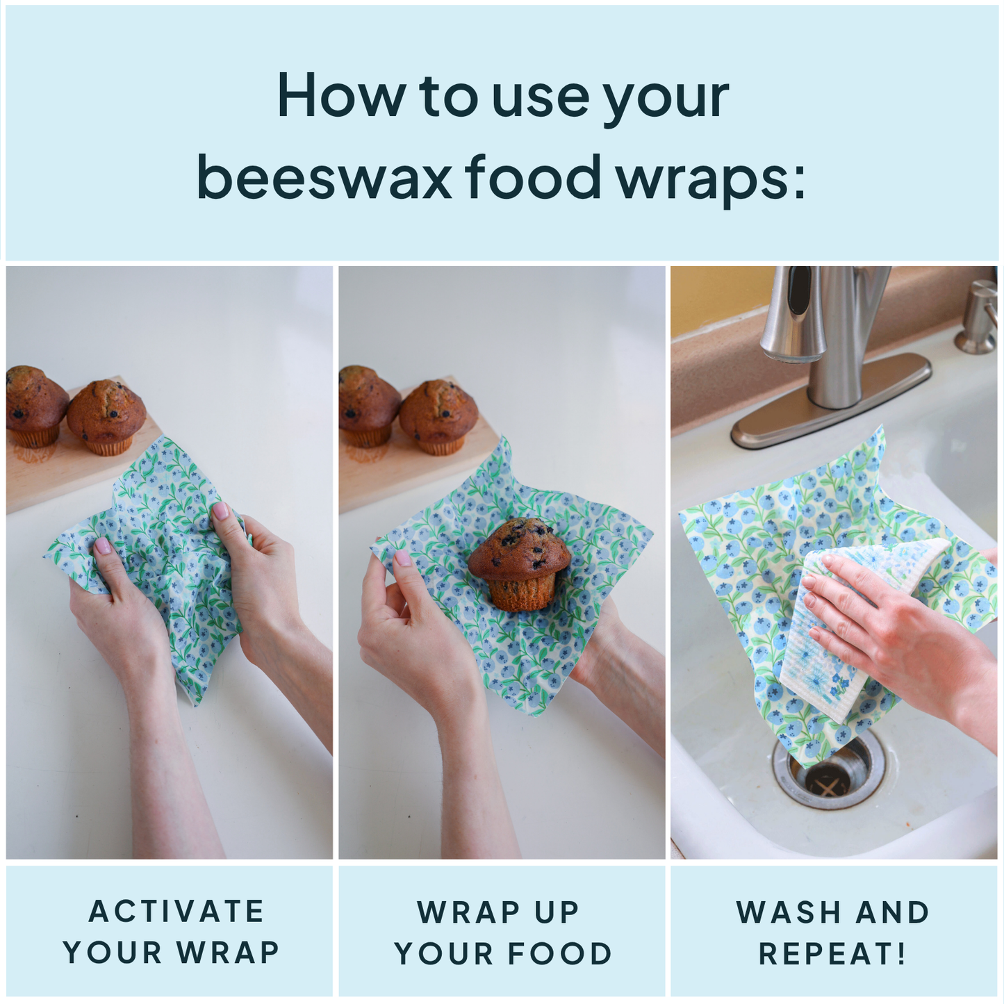 Beeswax Wrap Variety Set - Blue