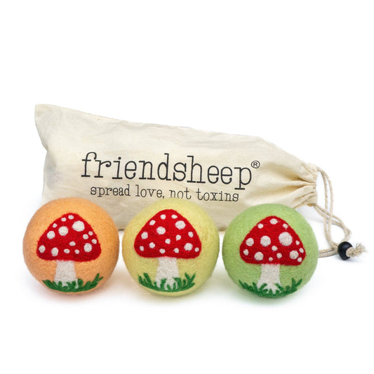 Meadow Mushroom Trio – Reusable Wool Dryer Balls Set