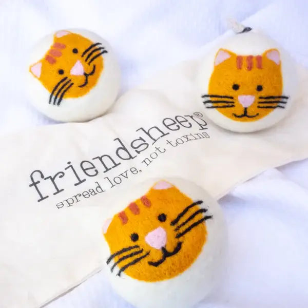 Orange Cool Cats Eco Wool Dryer Balls