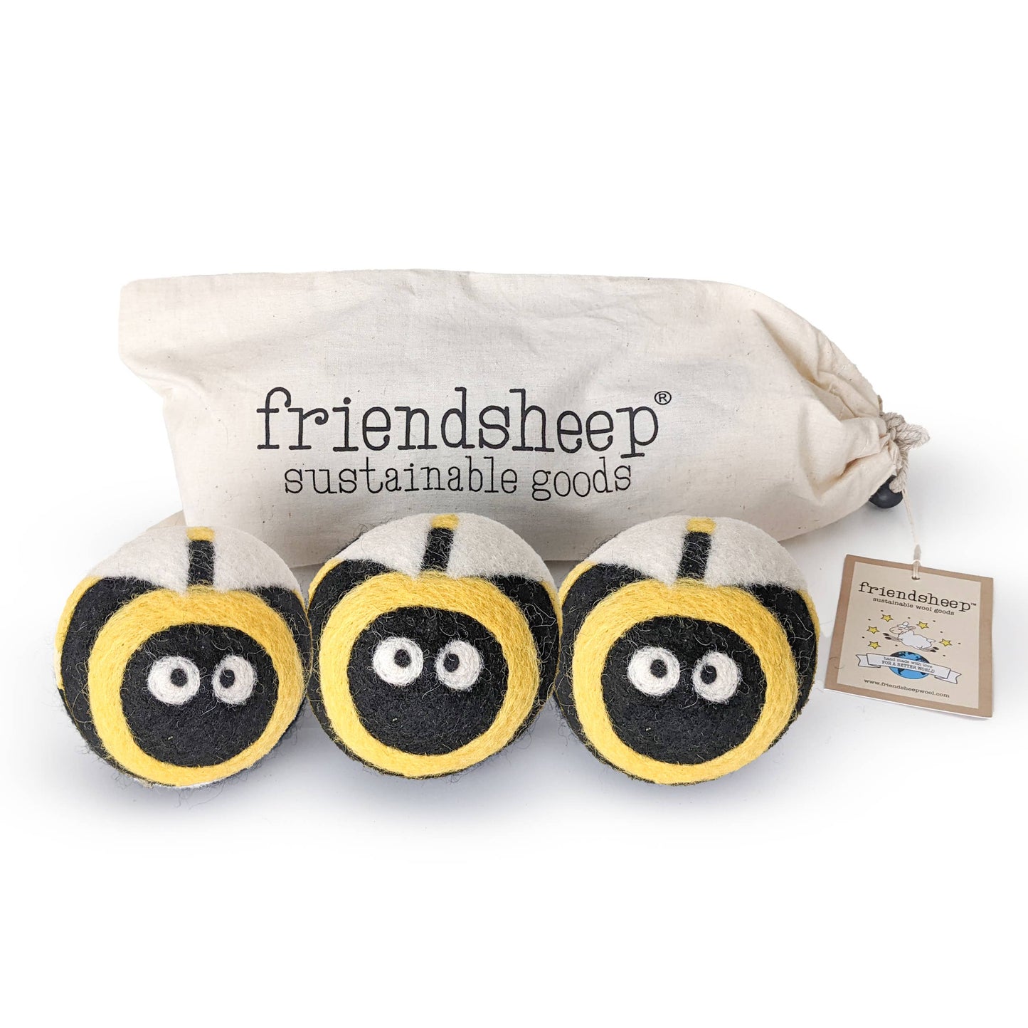 Bee Trio Eco Wool Dryer Balls - Set of 3
