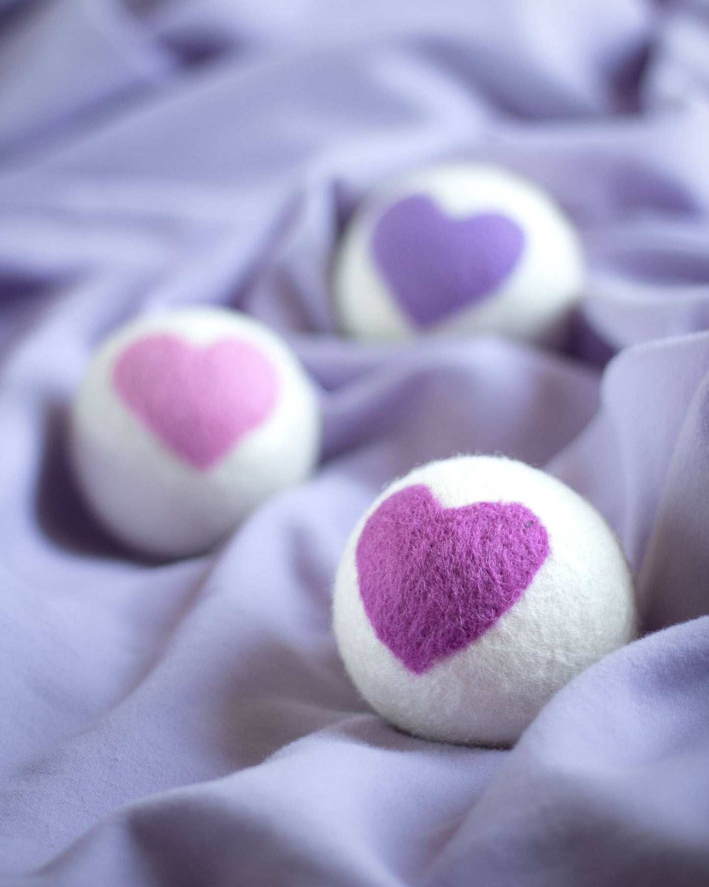 Lovely Day Trio Eco Wool Dryer Balls - Set of 3- Pink Heart