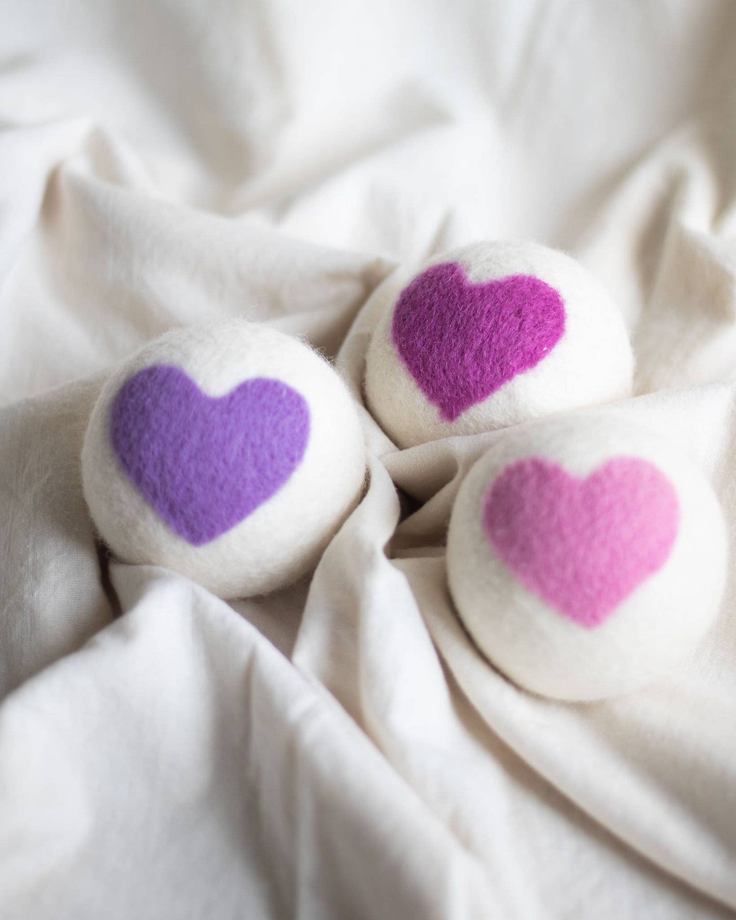 Lovely Day Trio Eco Wool Dryer Balls - Set of 3- Pink Heart