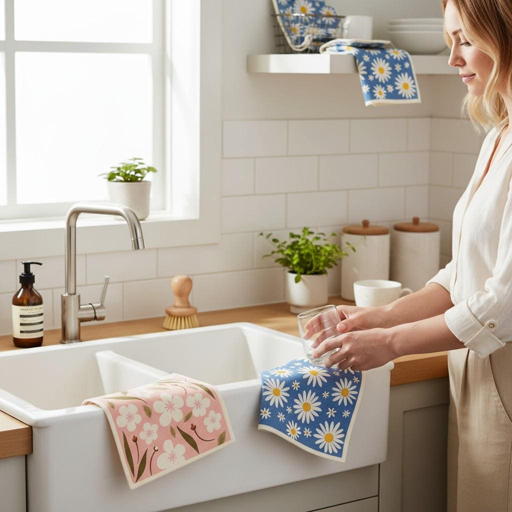 Swedish Dishcloth Set | Cat & Floral Designs, Eco Friendly, Oluni Home