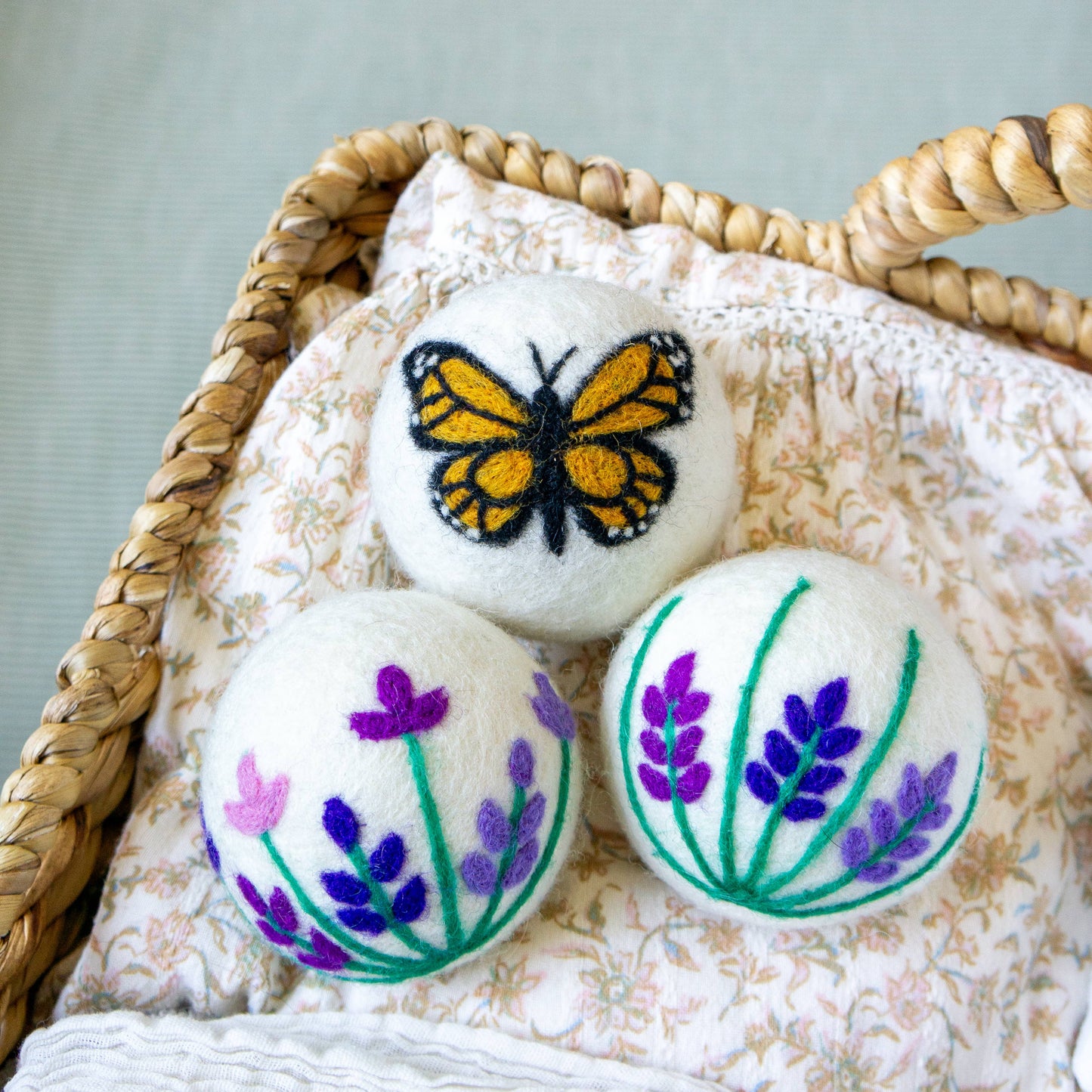 Butterfly Lavender Fields Eco Wool Dryer Balls - Set of 3