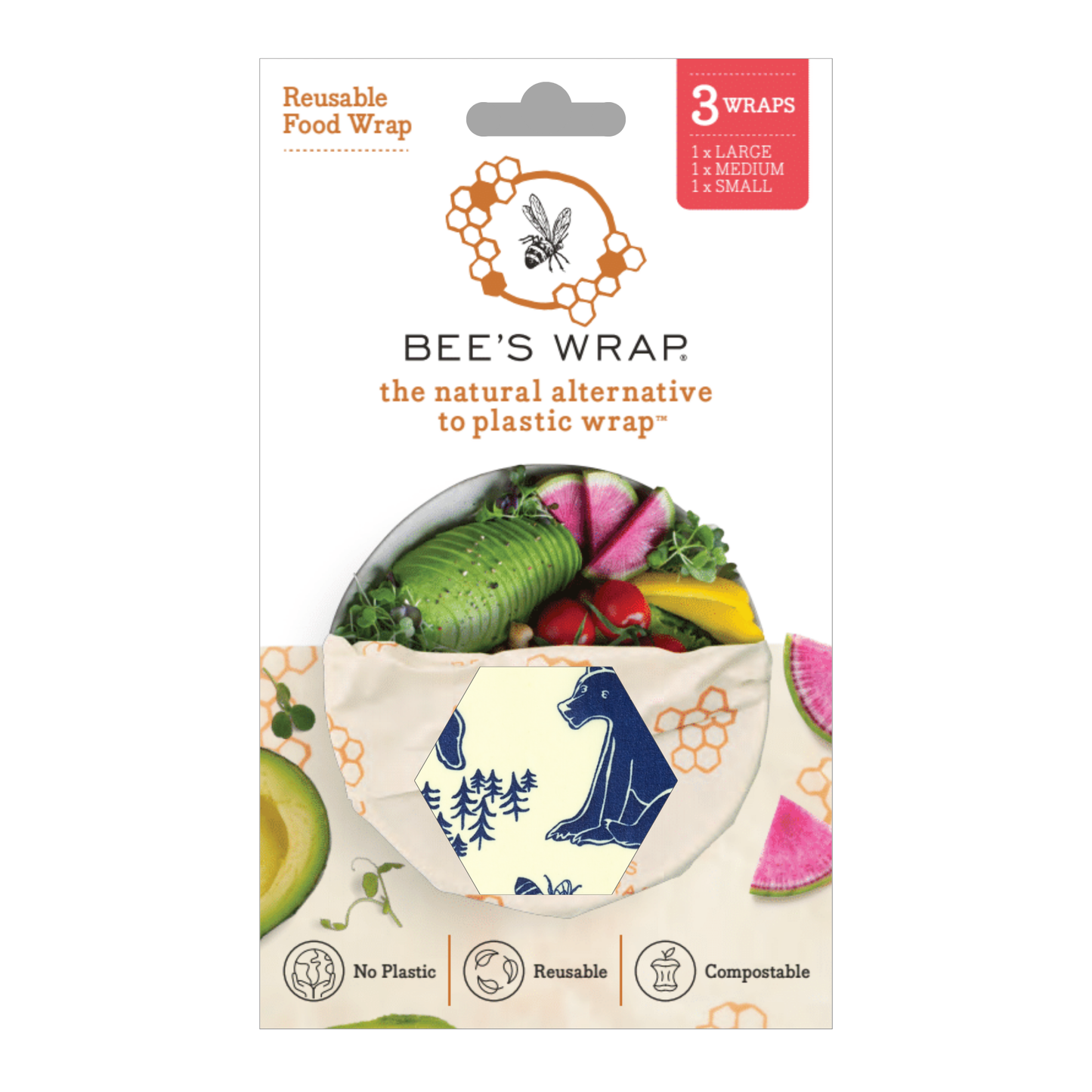 Bee's wax Food Wrap Assorted 3 Pack - Bees & Bears