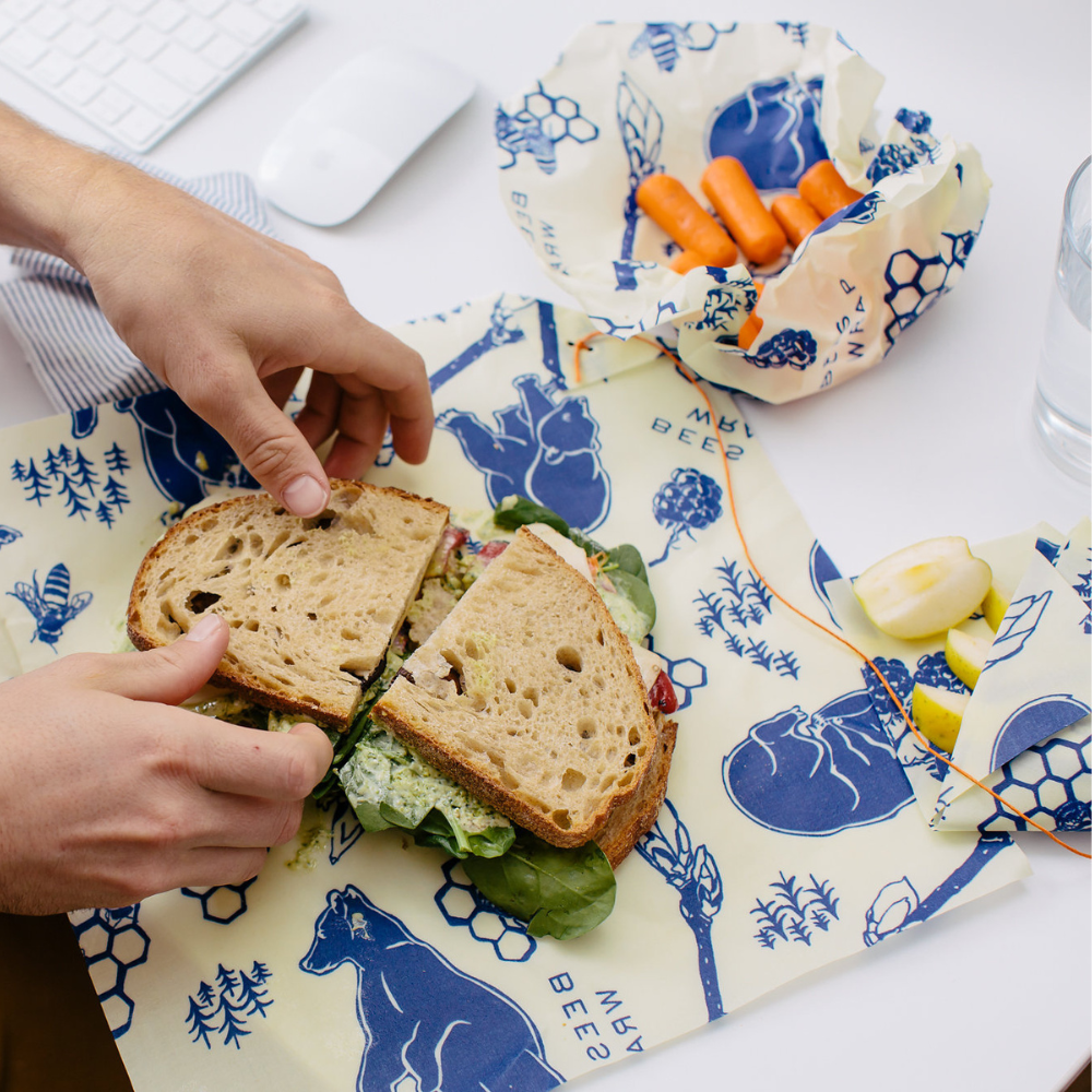 Bee's Wrap Lunch 3 Pack - Bees & Bears Print