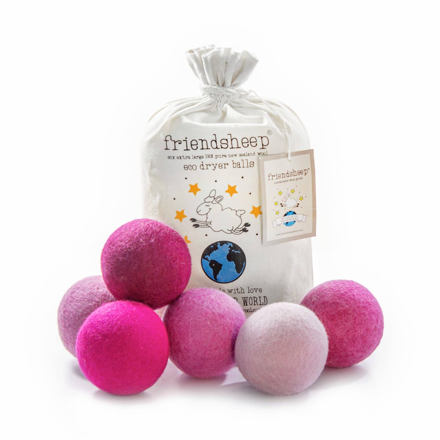 Pink Valentine Eco Wool Dryer Balls - Barbie