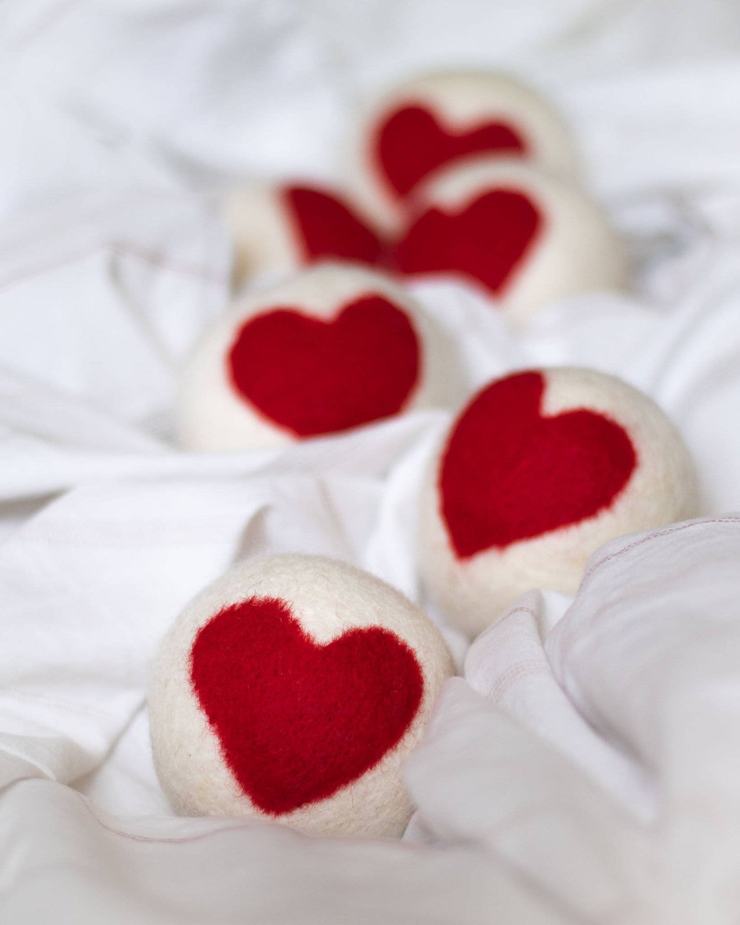 One Love Eco Wool Dryer Balls (RED HEARTS) - Set of 6