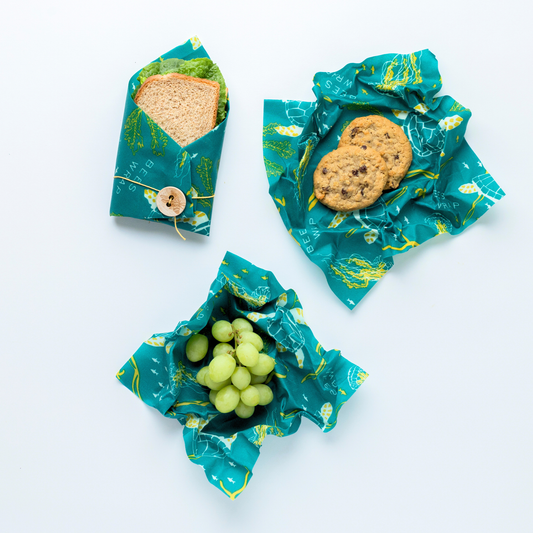 Bee's wax Food Wrap Lunch 3 Pack - Oceans Print