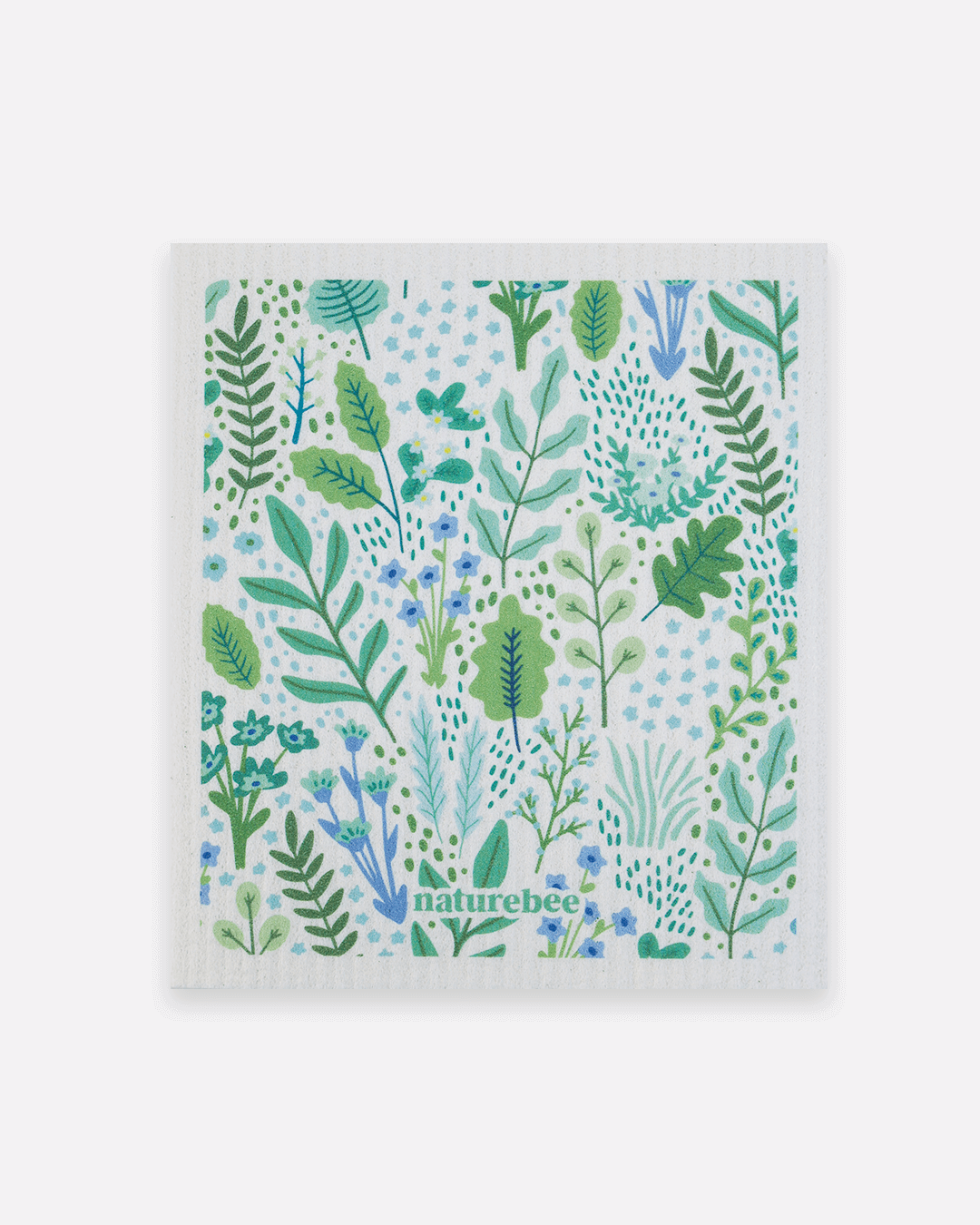 Swedish Sponge Dishcloth  Floral Green