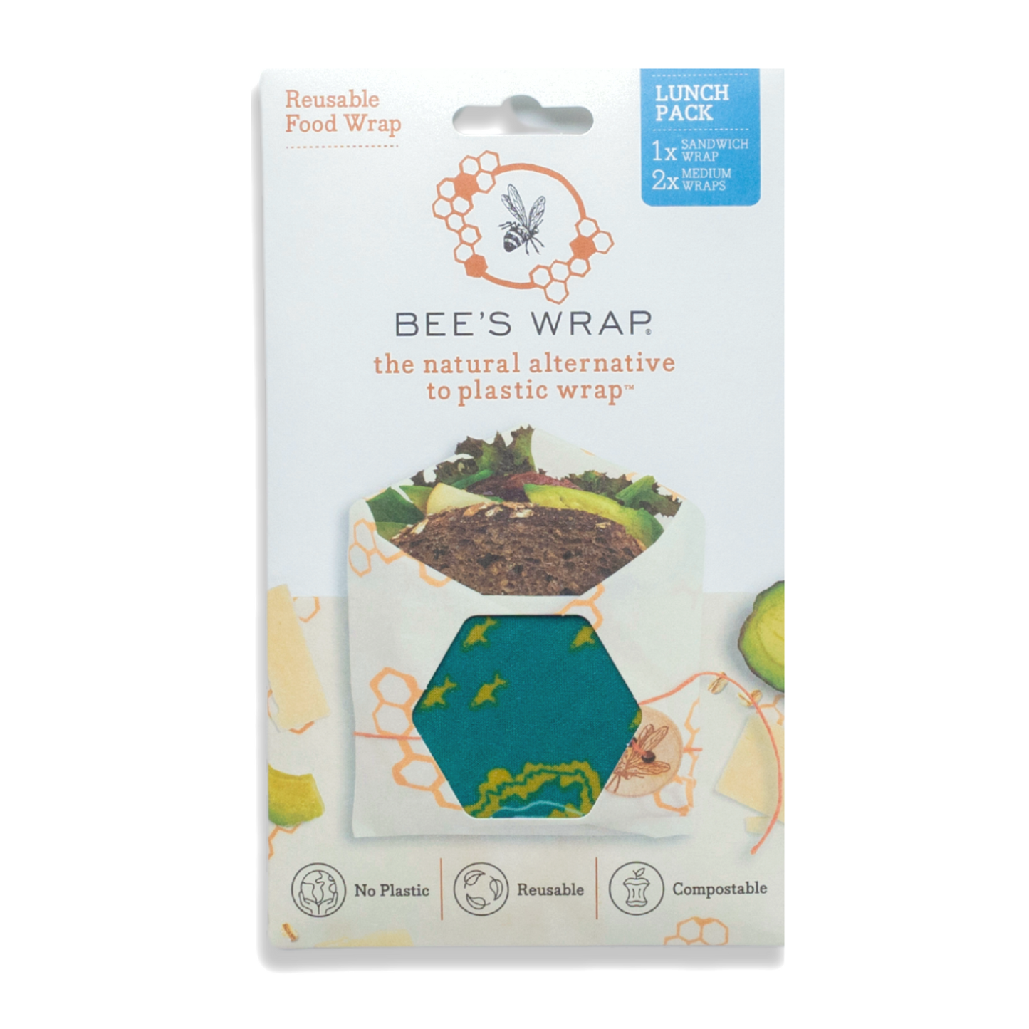 Bee's wax Food Wrap Lunch 3 Pack - Oceans Print