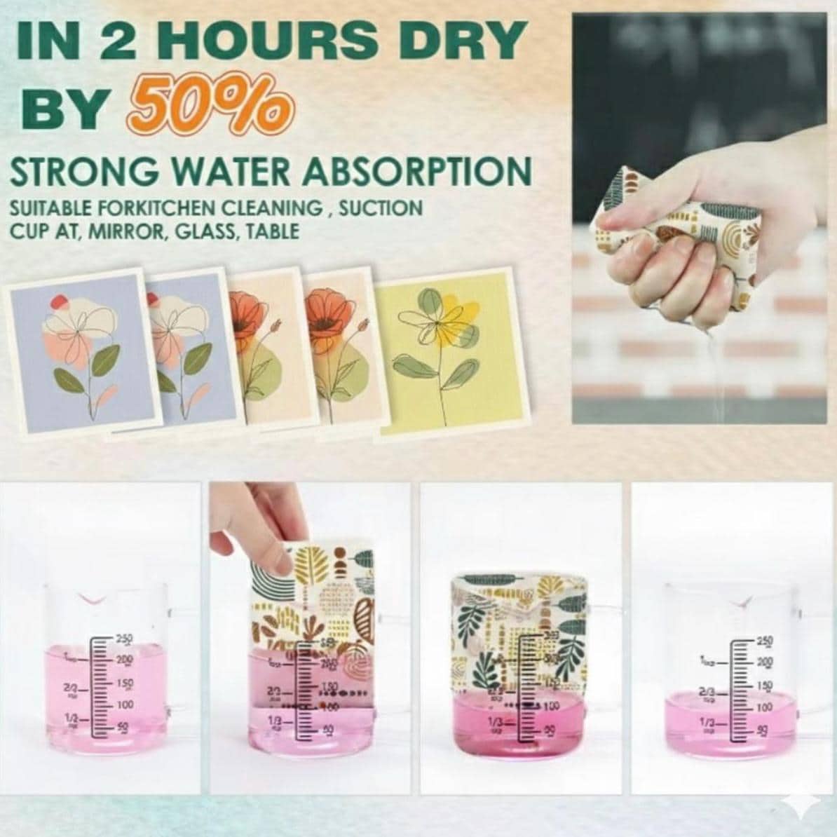 Floral Swedish Dishcloth Set - Eco-Friendly Cleaning Cloths