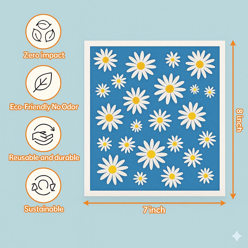 Floral Swedish Dishcloth Set - Eco-Friendly Cleaning Cloths