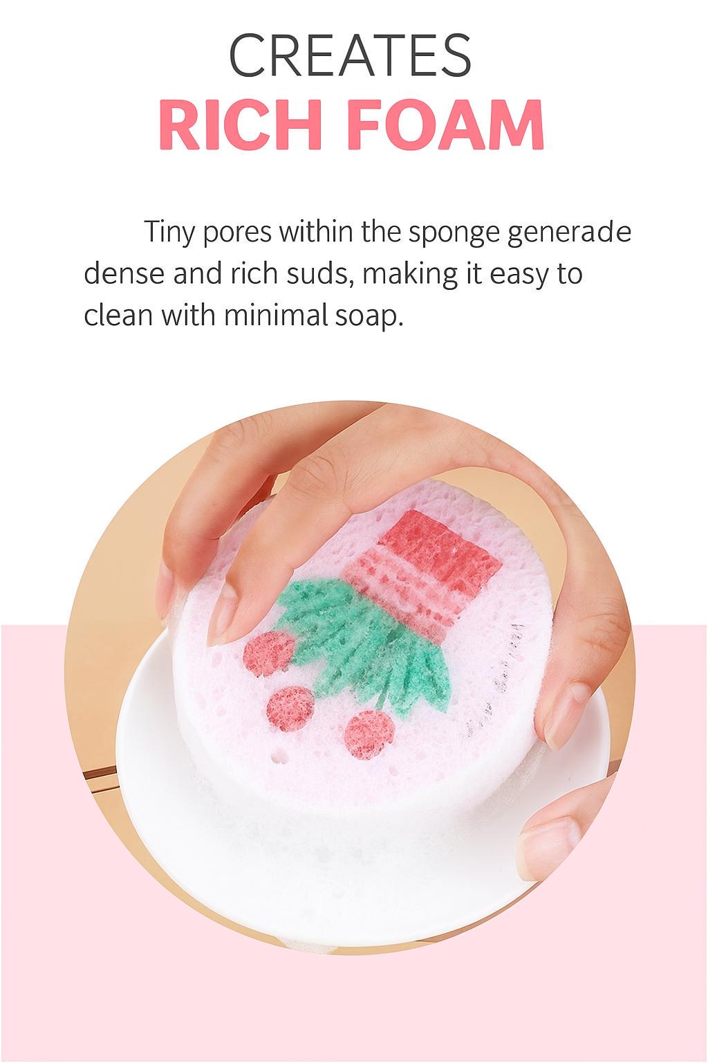 Floral Cellulose Sponges | Eco-Friendly Kitchen Cleaning Pads (5-Piece Set)