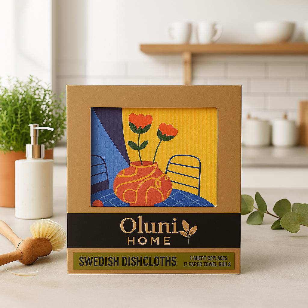 Swedish Dishcloth Set | Cat & Floral Designs, Eco Friendly, Oluni Home