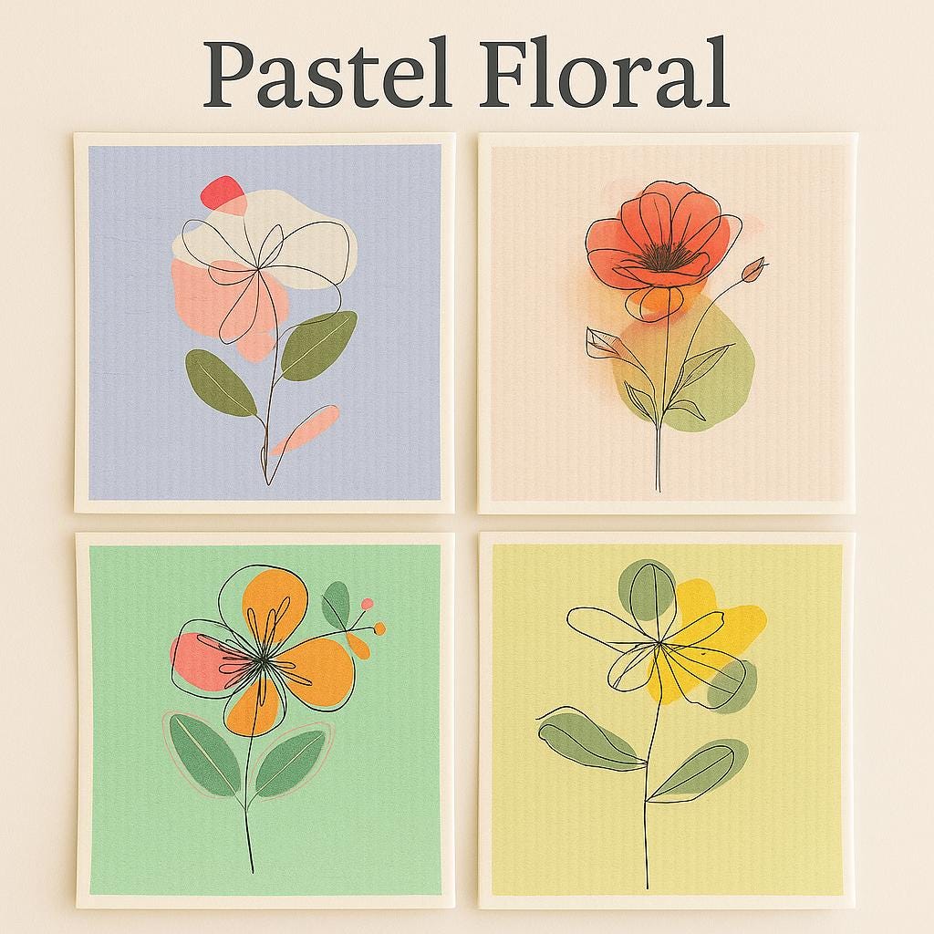 Swedish Dishcloth Set | Cat & Floral Designs, Eco Friendly, Oluni Home