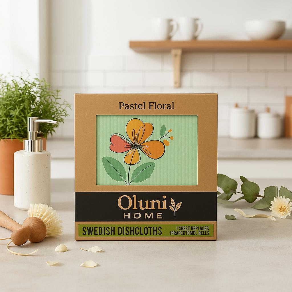 Swedish Dishcloth Set | Cat & Floral Designs, Eco Friendly, Oluni Home