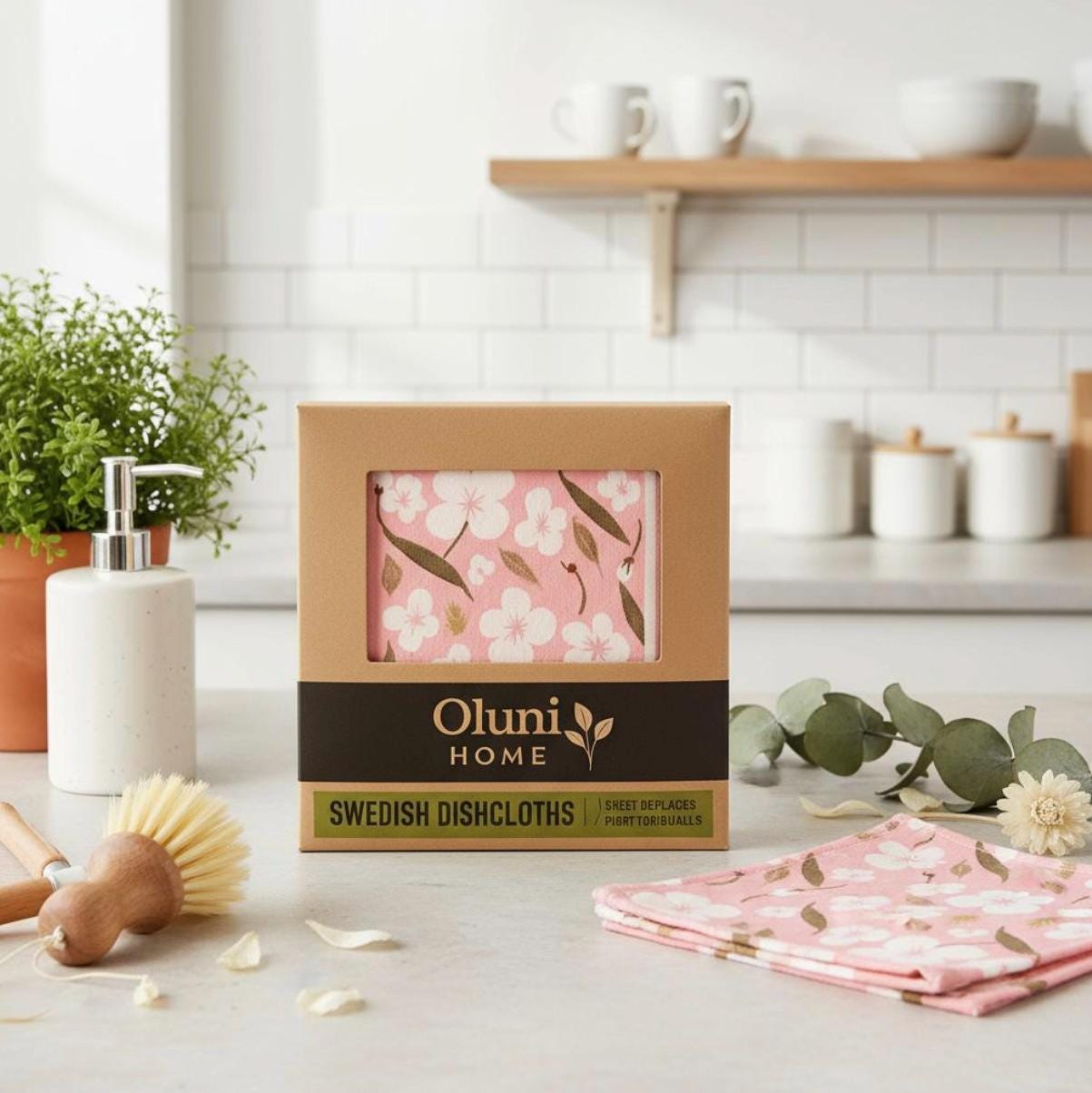 Floral Swedish Dishcloth Set - Eco-Friendly Cleaning Cloths