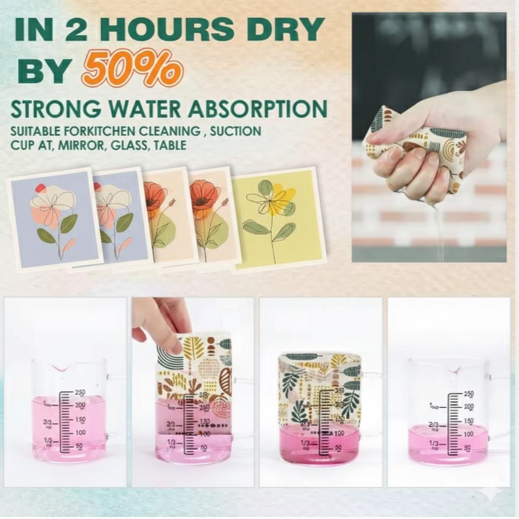 Swedish Dishcloths Set Pastel Floral | Eco Friendly Cloths | Reusable Compostable Sponge Alternative | Absorbent dishcloths