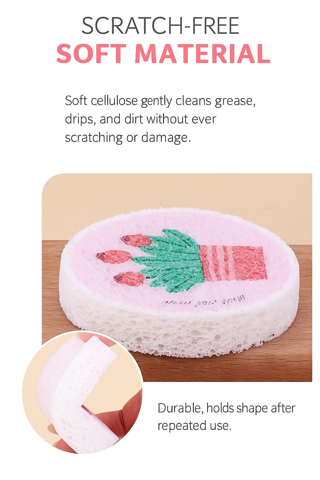 Floral Cellulose Sponges | Eco-Friendly Kitchen Cleaning Pads (5-Piece Set)